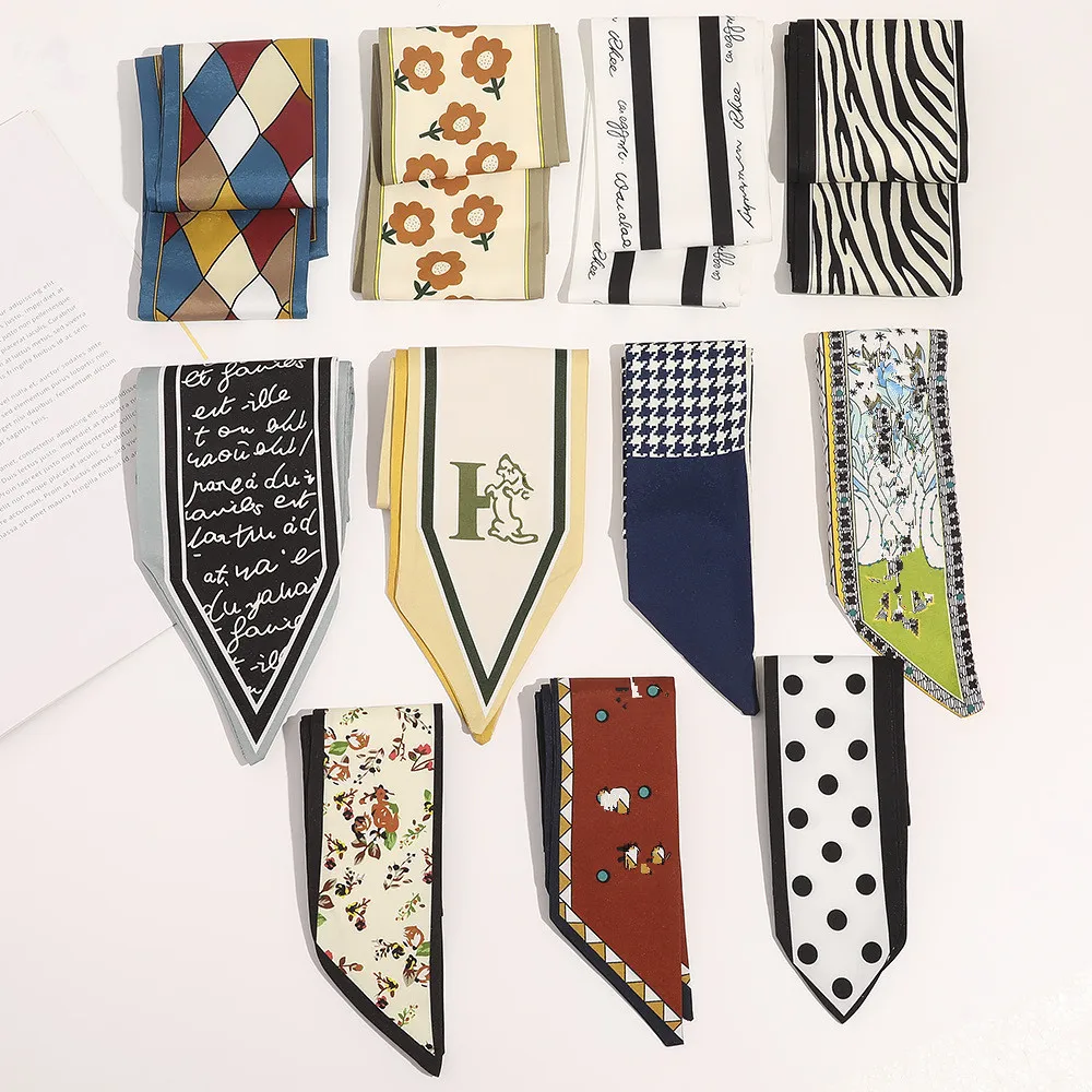 

2021 Multi-style Multi-purpose Silk Scarf Headband Polka Dot Scarf Headband Tie Bag Kerchief Women Girl Accessories Headwear