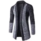 Оптовая продажа, мужской облегающий вязаный свитер в стиле ретро с длинными рукавами и пэчворком, кардиган, пальто, верхняя одежда