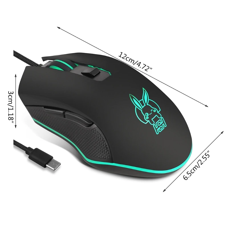 

Wired Gaming Mouse Ergonomic USB C Optical Mouse Compatible with Windows PC Laptop Supports DIY Keybinds Rapid Fire Butt