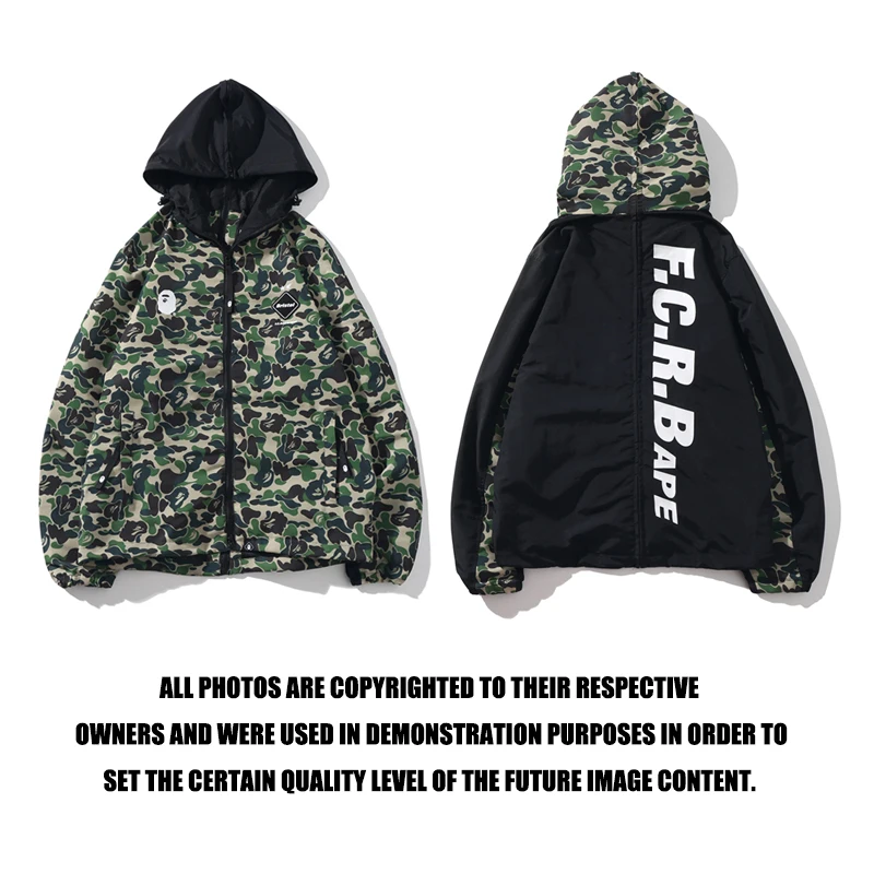 

Камуфляжный плащ BAPE с двойной молнией, зеленый и черный, Размеры M ~ 2XL