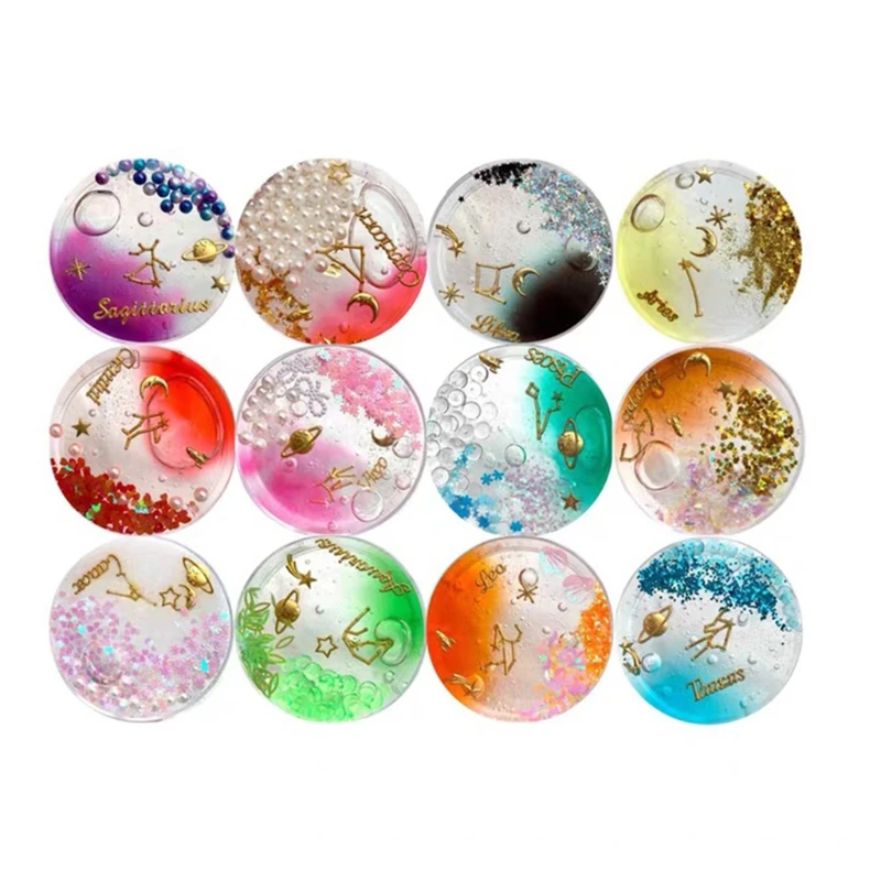 

48Pcs 12 Constellation Resin Metal Frame Fillings Materials Epoxy Resin Mold Fillings Jewelry Making Resin Craft Fillers