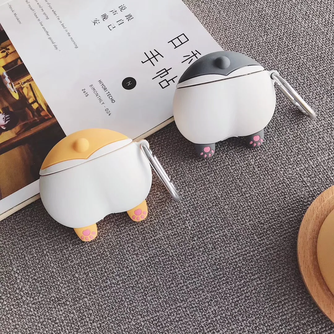 Для AirPods чехол 3D Забавный мультфильм Keki собака попка чехол для наушников для Airpods 2/i10/i11TWS Защитная крышка с крючок карабина