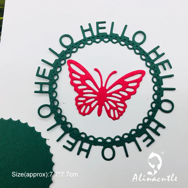 Высечка металлическая пресс форма Hello butterfly круг записная книжка ручной работы