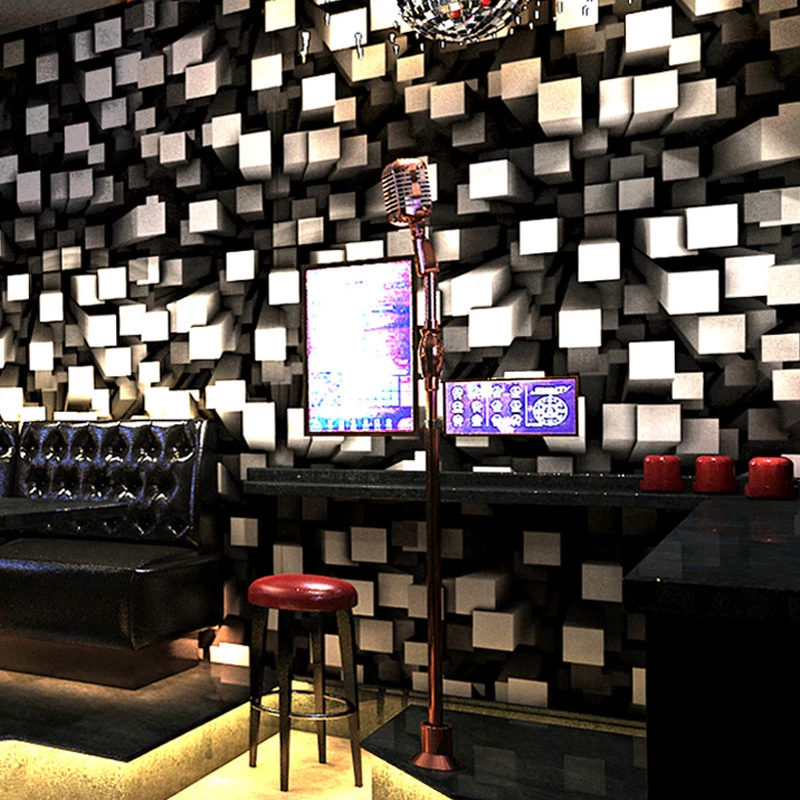 Современные Геометрические 3D обои Черные виниловые белые сетки рулон для бара