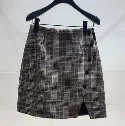 Skirt Женское пальто Осень/Зима Новое клетчатое сшитое маленькое шерстяное пальто - Цвет: Skirt