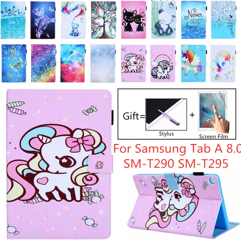 Милый кожаный чехол с единорогом для samsung Tab A 8,0 SM-T290 SM-T295 чехол для планшета для Galaxy Tab A 8,0 чехол Fundas