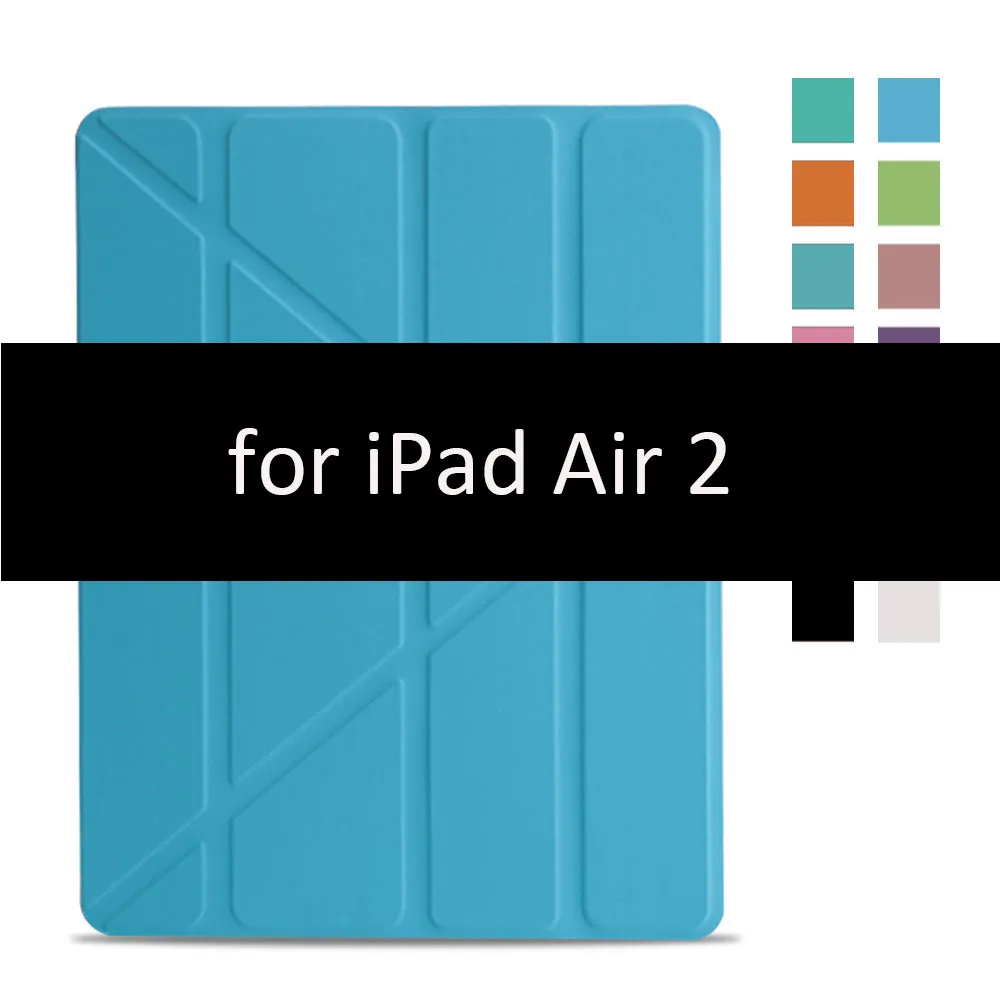 Blue-2 Чехол для iPad Air 2 1, чехол, из искусственной кожи и ультратонкая задняя крышка из поликарбоната, умный чехол, Магнитный чехол для iPad air 2, A1566, A1567, откидная подставка - Цвет: Blue-2