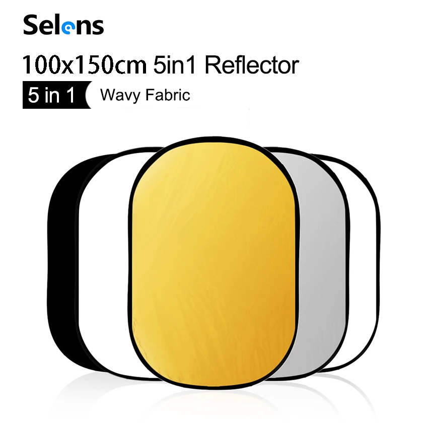 

Selens Reflector Portable Photography Studio Photo Collapsible Light Reflector for Outdoor Studio Reflector 100*150CM 5 in 1