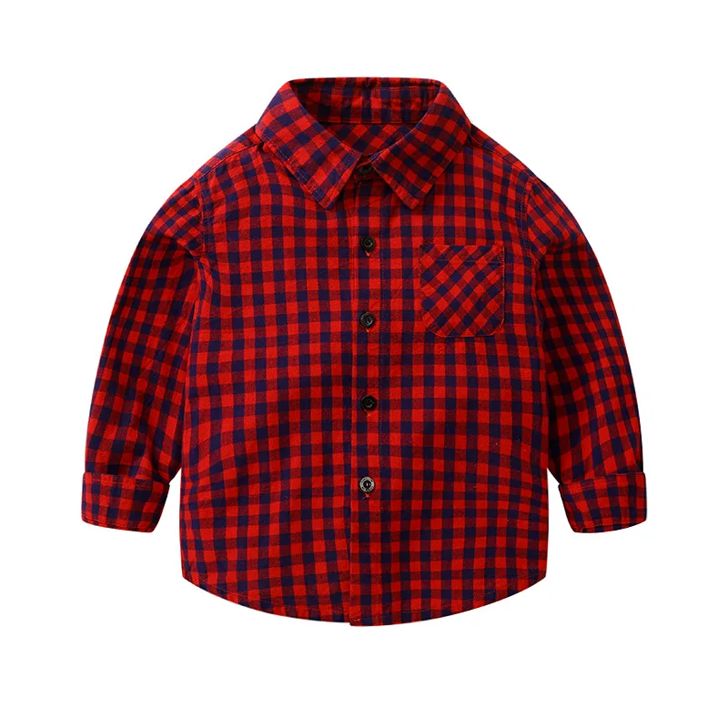 

2019 Autumn Fashion Boy's Shirts Casual Plaid Kids Tops Blouses Long Sleeve Cotton Boys Shirt BC648