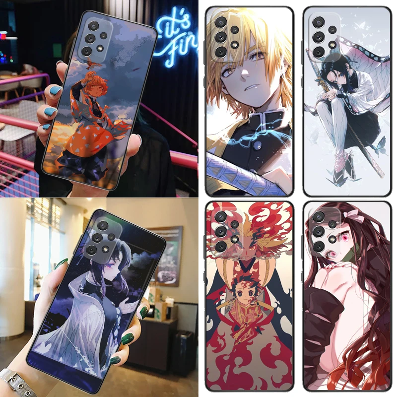 

Demon Slayer Kimetsu No Yaiba Agatsuma Zenitsu Kamado Tanjirou Kamado Nezuko Phone Case For Samsung Galaxy A52 A72 5G 4G Cases