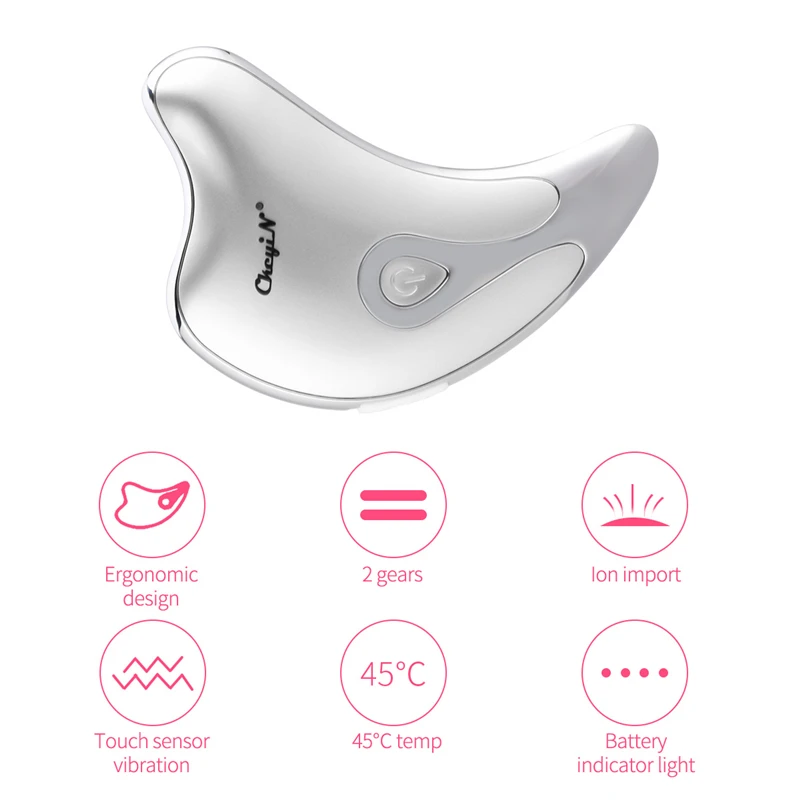 Электрический массажер для лица и шеи микротоковый пластина гуаша тепловая