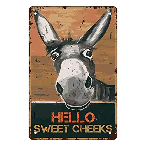 

Funny Bathroom Quote Vintage Metal Tin Sign Wall Decor, Retro Farm Cow Tin Sign for Home/ Classroom/Cafe/Bar Decor Art Sign