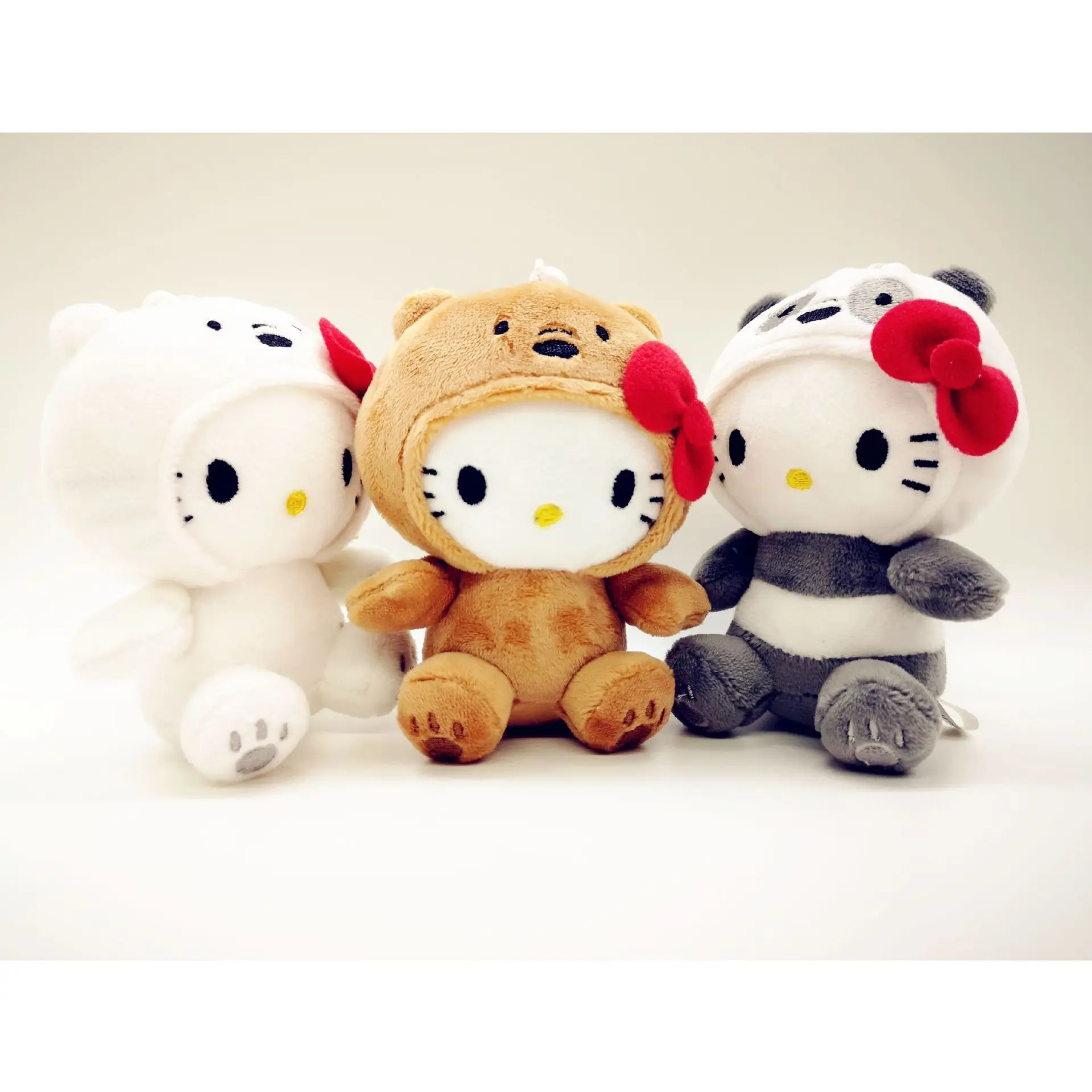 10CM Kawaii Anime Plush Toy Bow Kitty KT COS Brown bear White bear Panda Cute Soft Stuffed Doll Pendant Toy Kids Gift images - 6