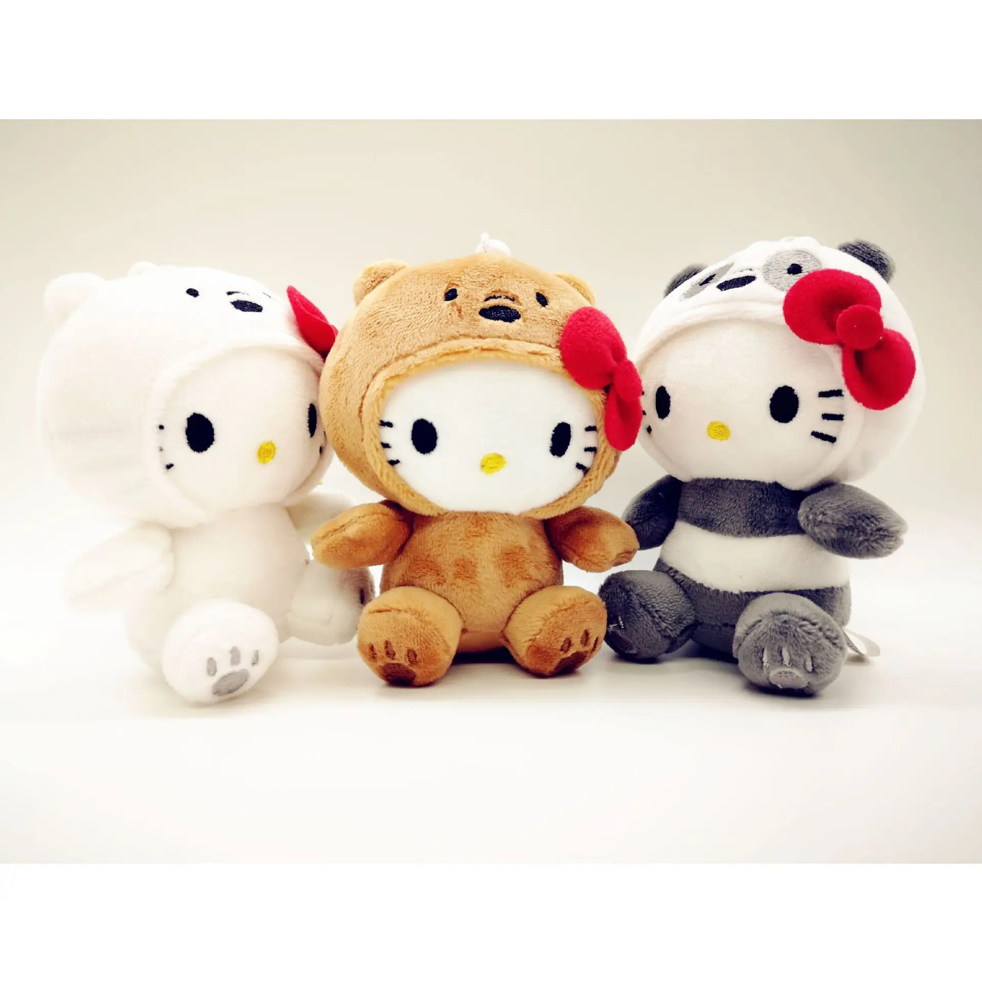10 см Kawaii аниме плюшевая игрушка Bow Kitty KT COS коричневый медведь белый панда