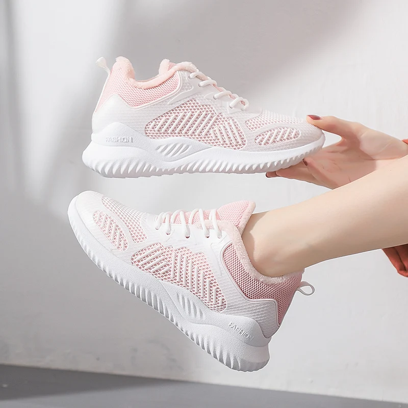 Белые кроссовки женская обувь сезон осень-зима коллекция 2019 года модная зимняя с