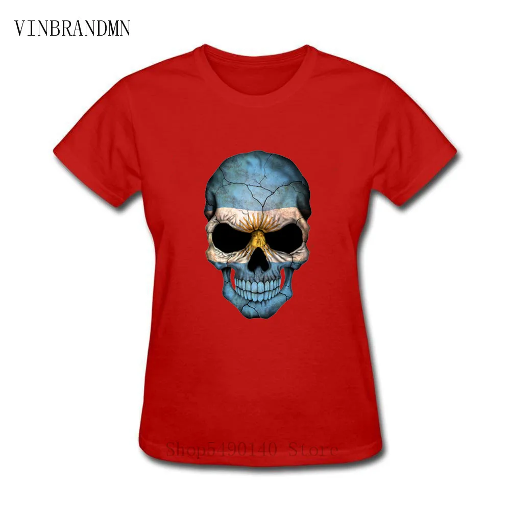 Sugar Skull Argentina Flag дизайнерская женская футболка из 100% хлопка в стиле хип-хоп уличная