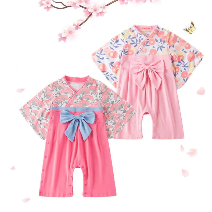 

2PCS Baby Boys Clothes Japanese Style Kids Romper Retro Bathrobe Uniform Infants Pajamas Long Sleeve Printed Kimono A209