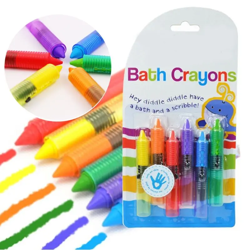 Bath Time Toy Crayons - Multi-Coloured Pack of 6 Bathing Kids Pen Set | Канцтовары для офиса и дома