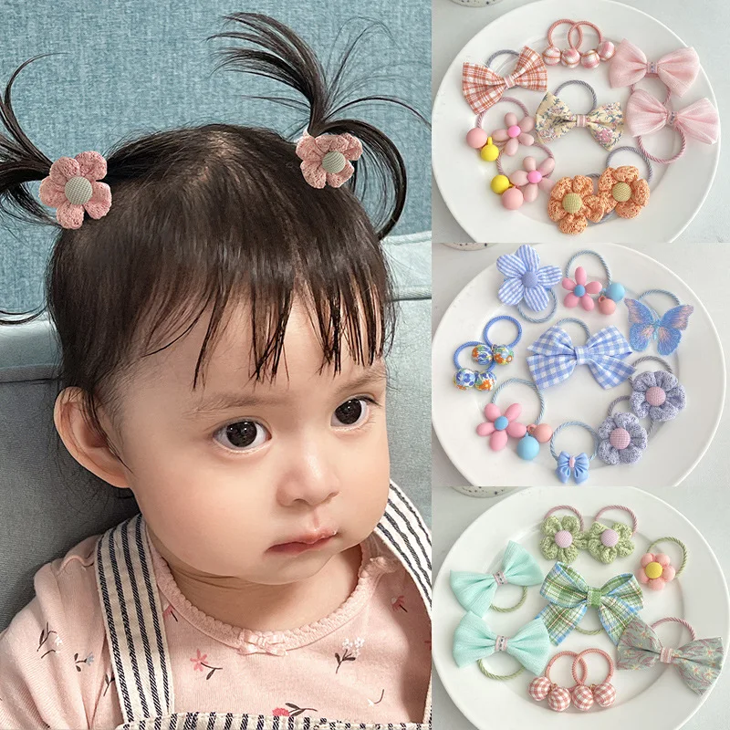 Cintas el&aacute;sticas para el pelo de princesa para ni&ntilde;a y beb&eacute;, lazos de flores de encaje, accesorios para el cabello, 10 Uds.-1