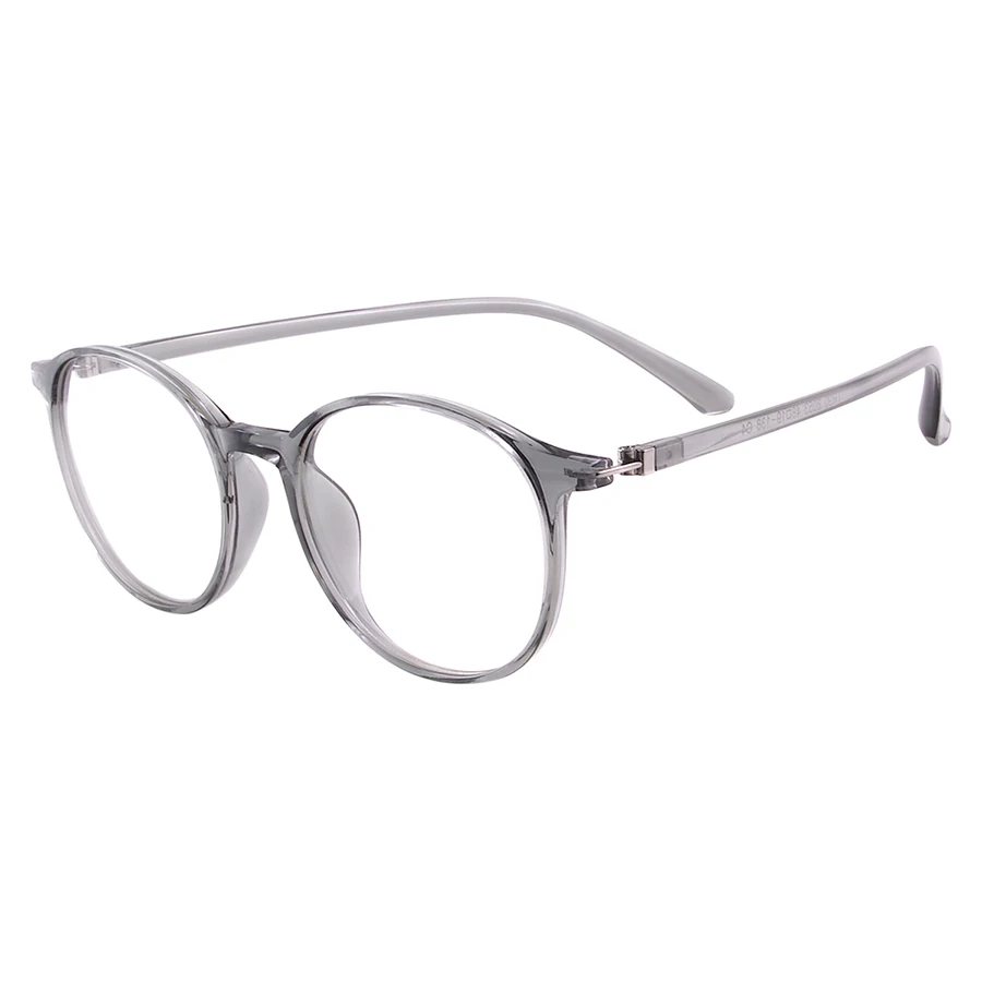 Transparent Gray Мужские и женские прозрачные очки, легкие винтажные круглые цельные оправы TR90, оправы для очков по рецепту, прогрессивные монофокальные линзы - Цвет оправы: Transparent Gray