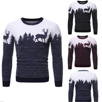 new men s sweater slim fit warm knitwear 2021 autumn and winter christmas elk printing