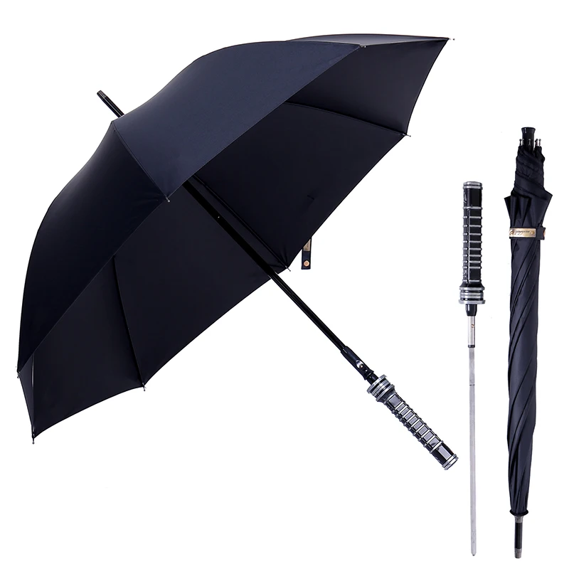 Sword umbrella 2 HHYUKIMI, брендовый, модный, с длинной ручкой, мужской автоматический зонт, ветрозащитный, бизнес, меч, воин, Самозащита, солнечный, креативный зонтик - Цвет: Sword umbrella 2