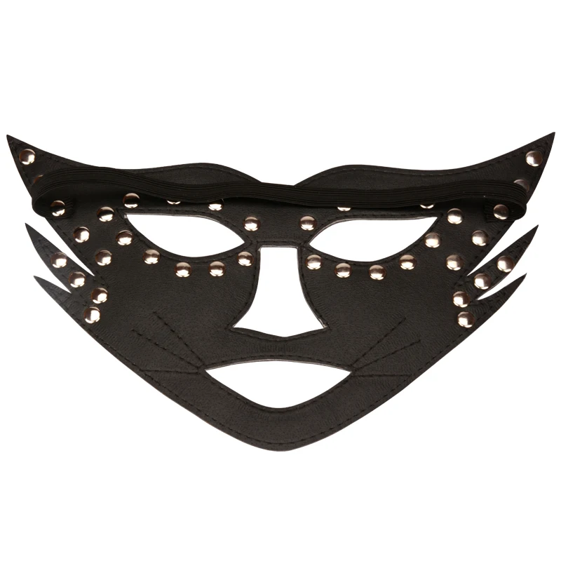 Маска бандаж на глаза для кошачьего лица повязка БДСМ маскарад шипы заклепки раб