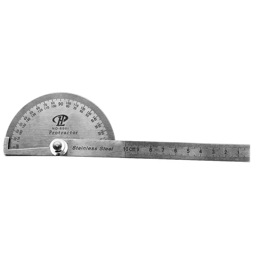

New Stainless Steel Round Head Rotary Protractor Angle Rule Machinist Tool
