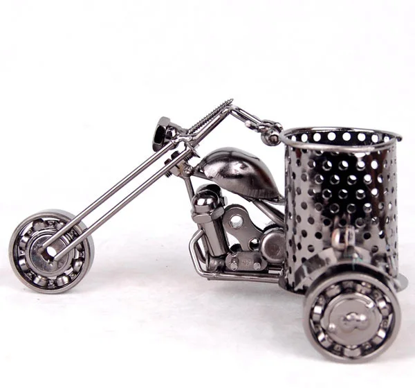 

High quality antique Motorcycle pen holder ashtray Model Iron crafts Collection jewelry gifts and toys
