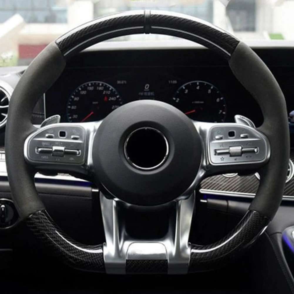 

Car Steering Flat Wheel Lower Trim Cover Decoration Carbon Fiber ABS 3-Spoke Replacement for Mercedes-Benz C A E Class