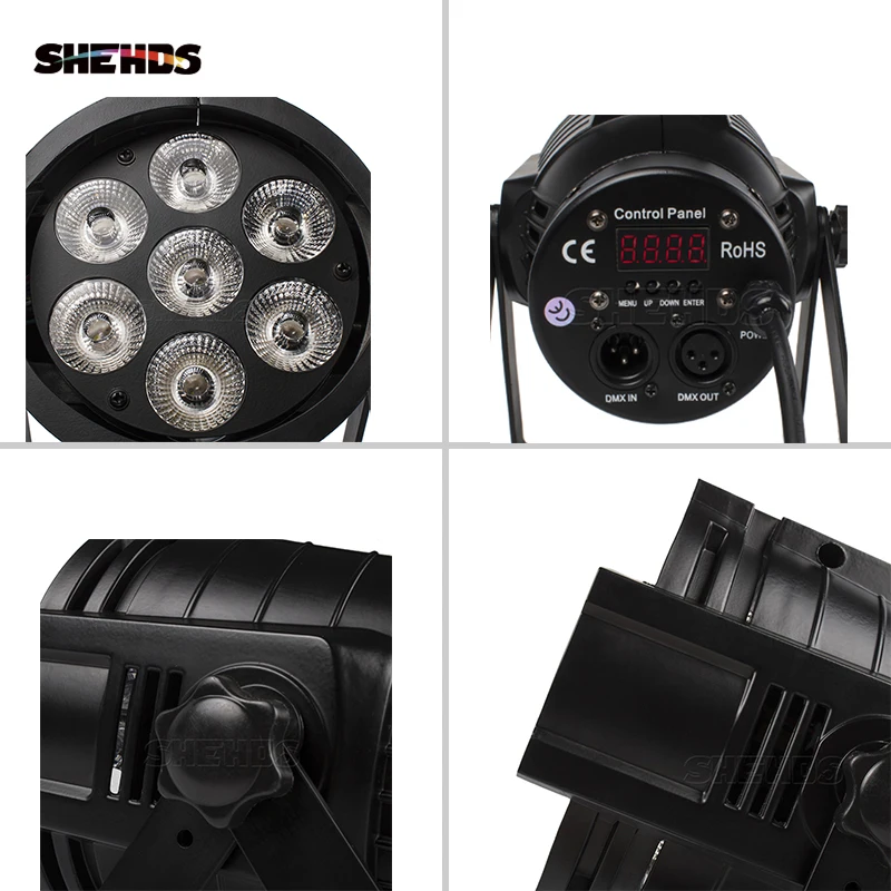 Мини Алюминий сплав 7x18 Вт RGBWA + УФ 6in1 LED Par Светильник DMX512 мыть для ди-Джея свет