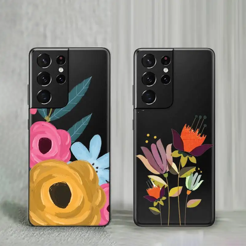 

Cartoon flower doodle design beautiful Phone Case For Samsung A10 32 51 52 71 72 50 12 21S S10 S20 S21 note 10 20 Plus Fe Ultra