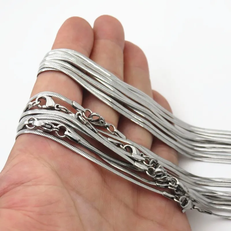 10 шт. 2 мм плоская змея из нержавеющей стали женская модная Подарочная бижутерия |