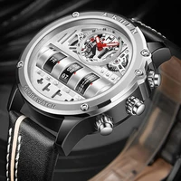 multifunction creative men wristwatch unique rotate date leather strap quartz watch male military sport clock christmas gift