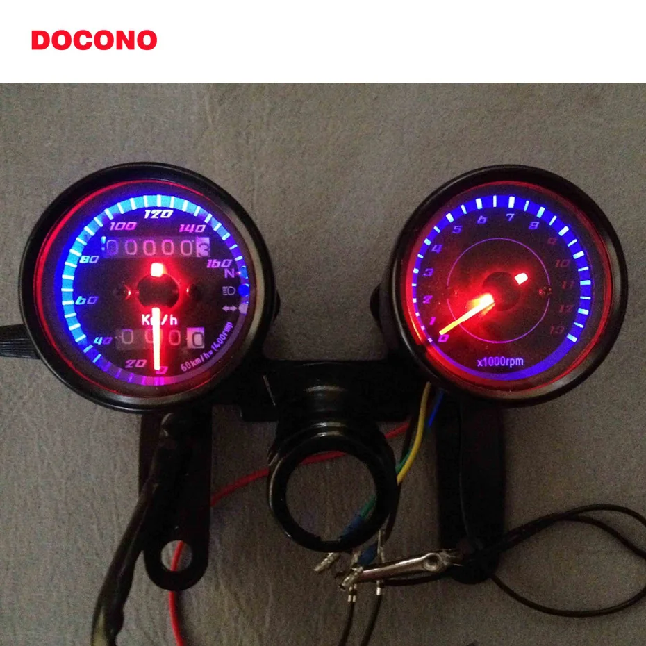 Новый Универсальный мотоциклетный Тахометр Спидометр + индикаторы одометра
