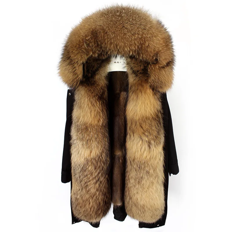 Women Luxury Long Natural Raccoon Fur 