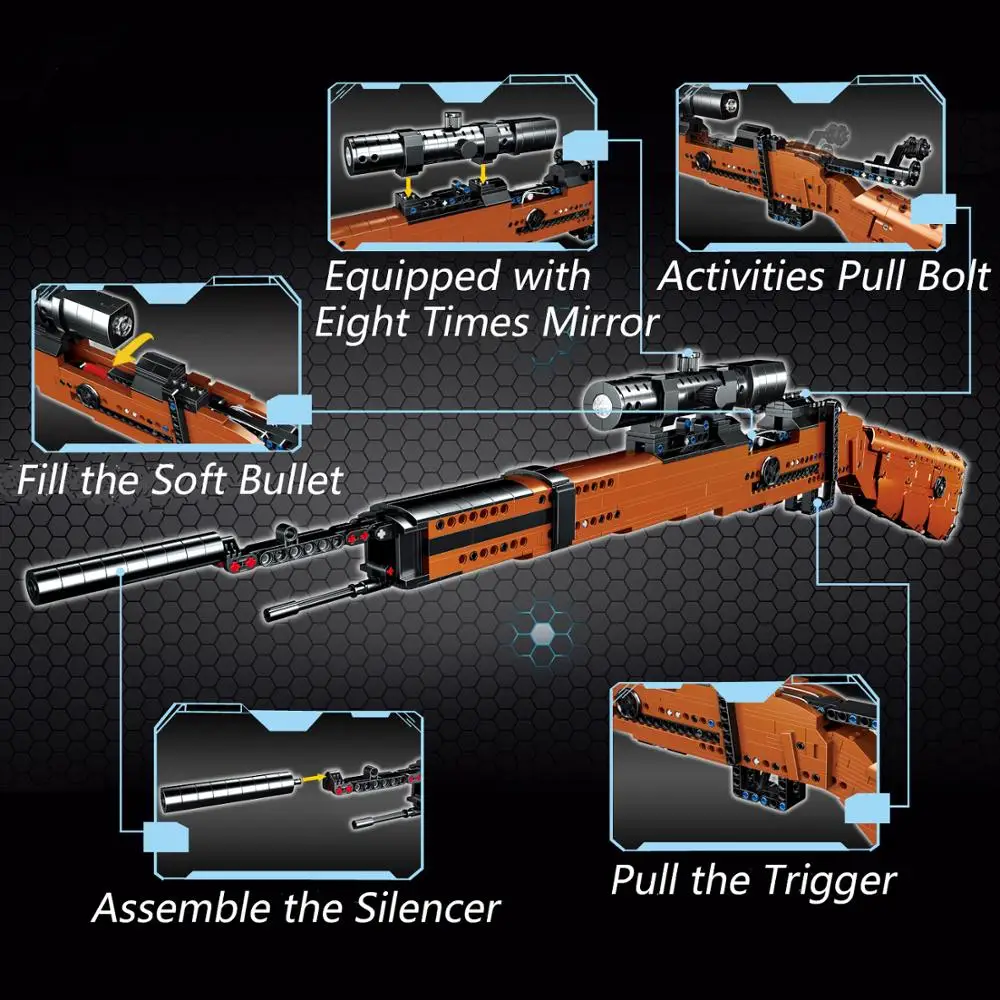 Конструктор Военная снайперская винтовка Kar98k игрушка модель строительные блоки