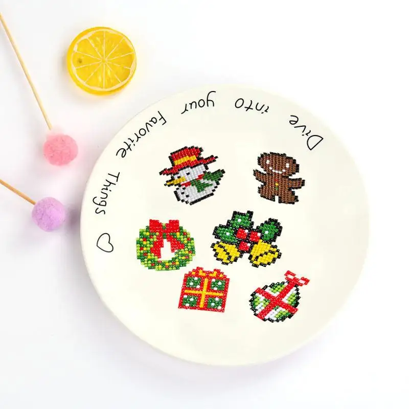 DIY детские круглые алмазные рождественские наклейки Полный Набор алмазной