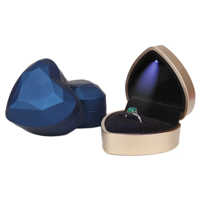 

Heart-Shaped LED Wedding Ring Box with Display Storage Jewelry Case