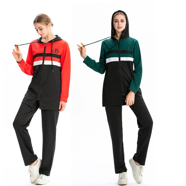 Muslim Women's Tracksuits Hijab Women Islamic Long Sleeve Casual Hoodie Top Pants Jumpsuit Modest Jogging Homme Sport Wear Femme