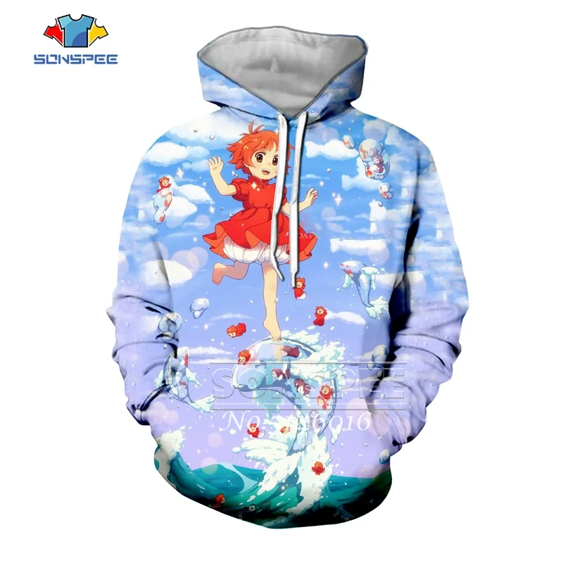 SONSPEE/мужская футболка с 3D принтом аниме Поньо Harajuku Детская Повседневная унисекс