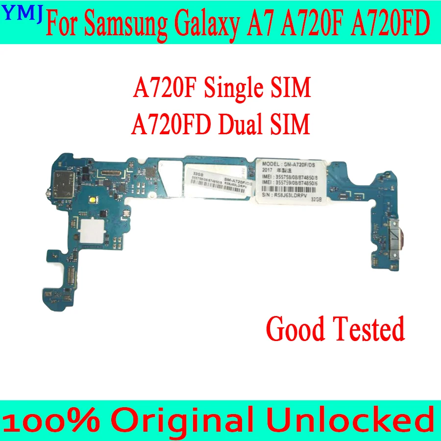100% оригинальная материнская плата для Samsung Galaxy A7 A720F A720FD полностью