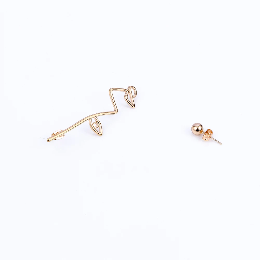 1 пара простые уникальные асимметричные серьги в форме глаза металлическая