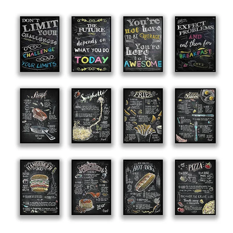 

Nordic style inspirational text and food poster canvas painting modern home art mural restaurant wall decoration accessories