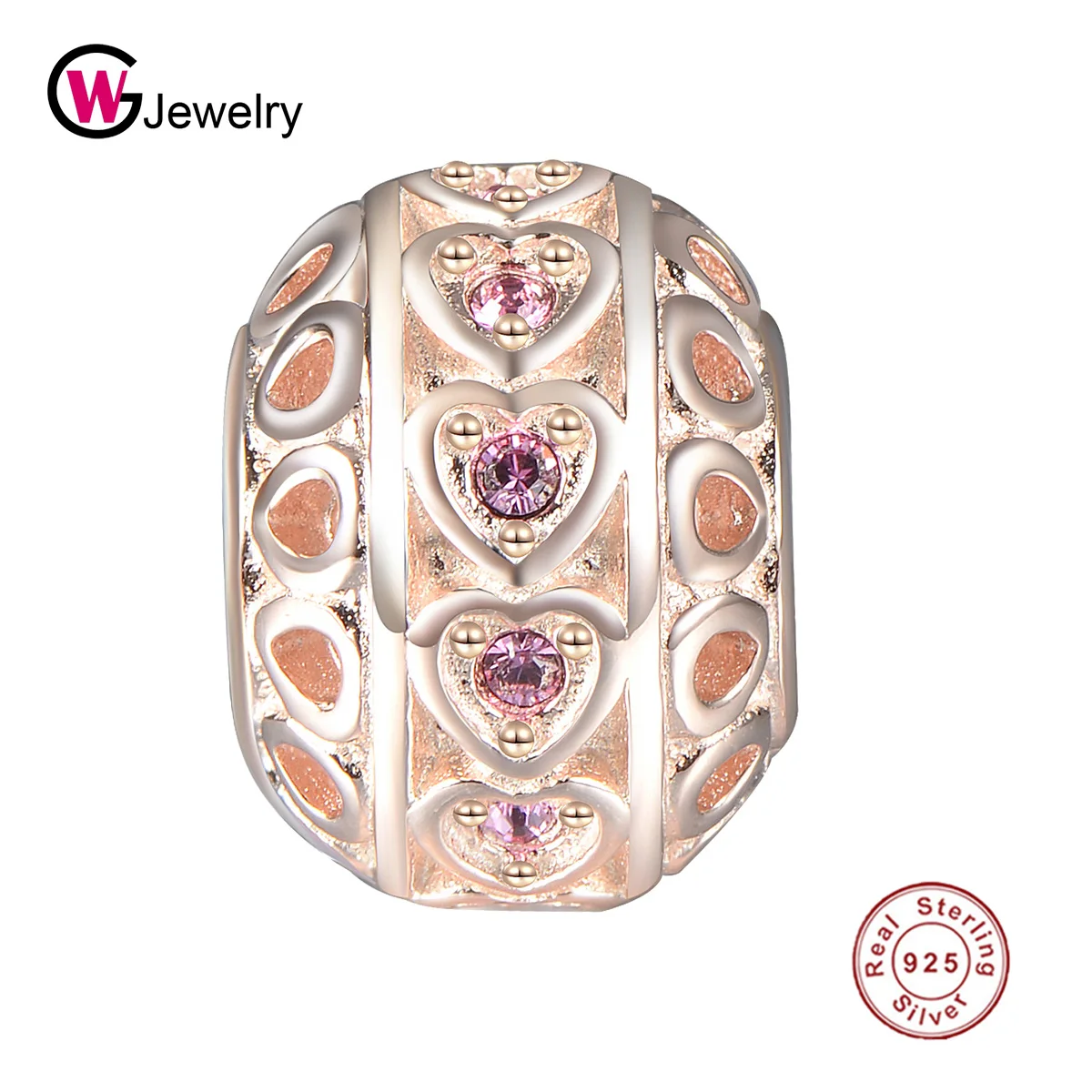 Шармы GW из серебра 925 пробы под розовое золото для оригинального браслета