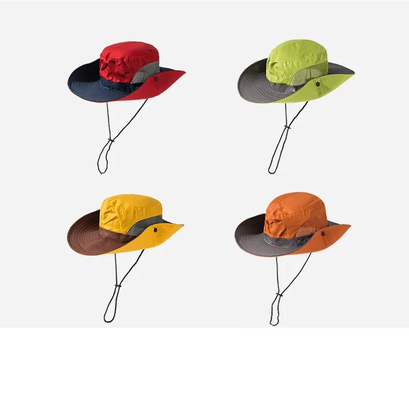 

2021New Outdoor men hats Fishing cap Solid color Wide Brim Anti-UV beach sun caps women Bucket hat Summer Autumn Hiking camping