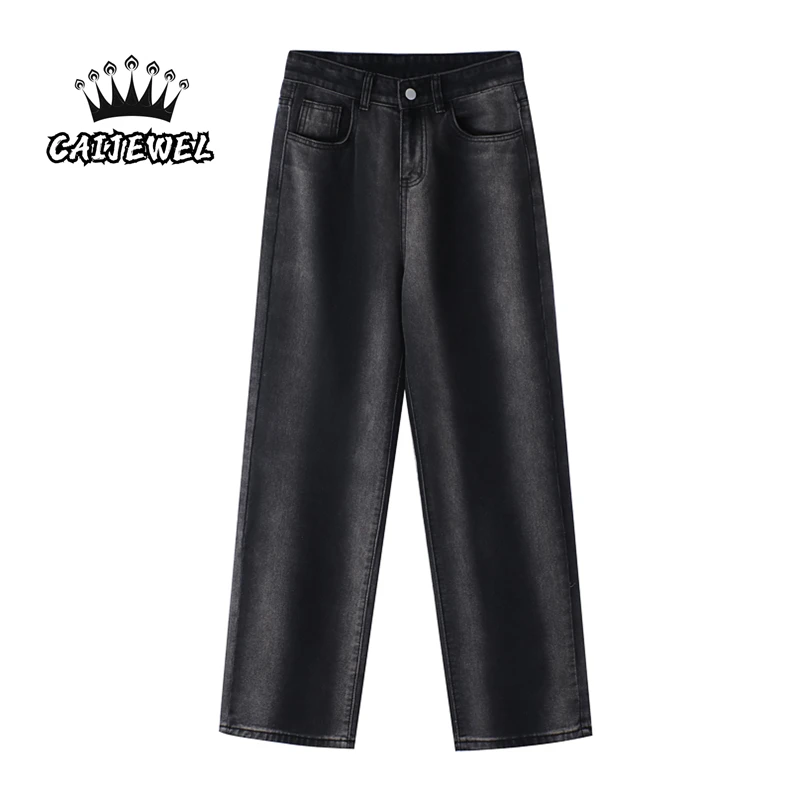 

Black High Waist Womens Jeans Baggy Streetwear Korean Fashion Straight Denim Trouser Vintage Casual Harajuku Wide Leg Jean Pants
