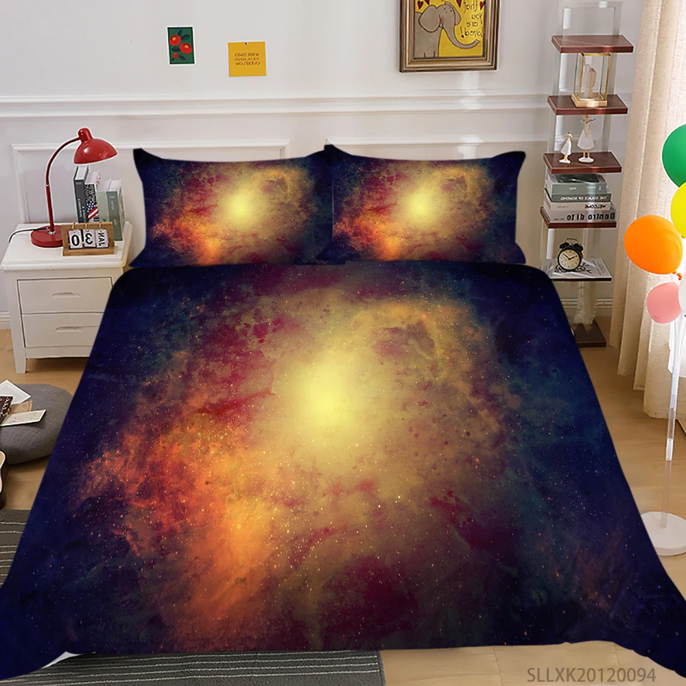 

3D Outer Space Star Galaxy Bedding Set 2/3 Pcs Polyester Duvet Cover King Queen Twin Full Double Bedroom Decoration