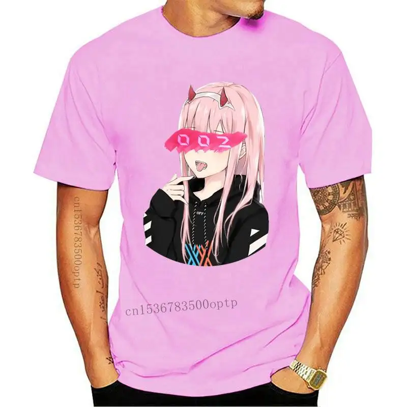 

New Streetwear Digital Printing Anime Girl Darling Zero Two2021 Male T Shirts Men Funny Unisex Men Tshirt Casual Short Sleeve T-