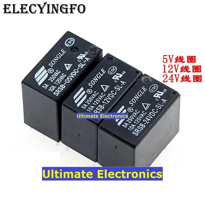 

10 шт. SRSB-05VDC-SL-A SRSB-12VDC-SL-A SRSB-24VDC-SL-A 5 В, 12 В, 24 В постоянного тока, 5A 4 фута реле
